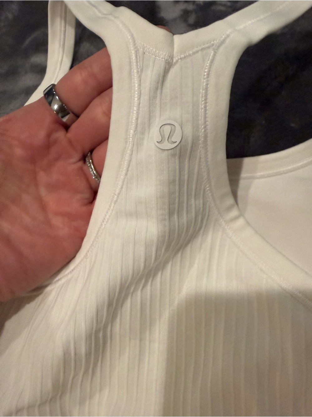 Lululemon Racerback Tank Top White Size 10 Ribbed Shelf Bra